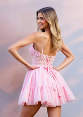 Gerbertina | Pink Homecoming Dress - Flattering Corset & A - Line Prom Dress Magic - Light Pink - PromDressClub